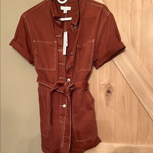 Topshop Terracotta Button-Up romper